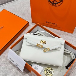 에르메스 Hermes Kelly Pochette Swift 01 Blanc/gold