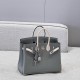 에르메스 Hermes Brikin 25cm Germany Leather 4Z Girs Mouette and 10 Craie/silver