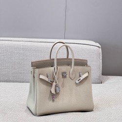 에르메스 Hermes Brikin 25cm Hcp crocodile 10 Craie/silver