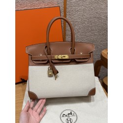 에르메스 Hermes Birkin 30cm Canvas and Swift 37 Gold/gold