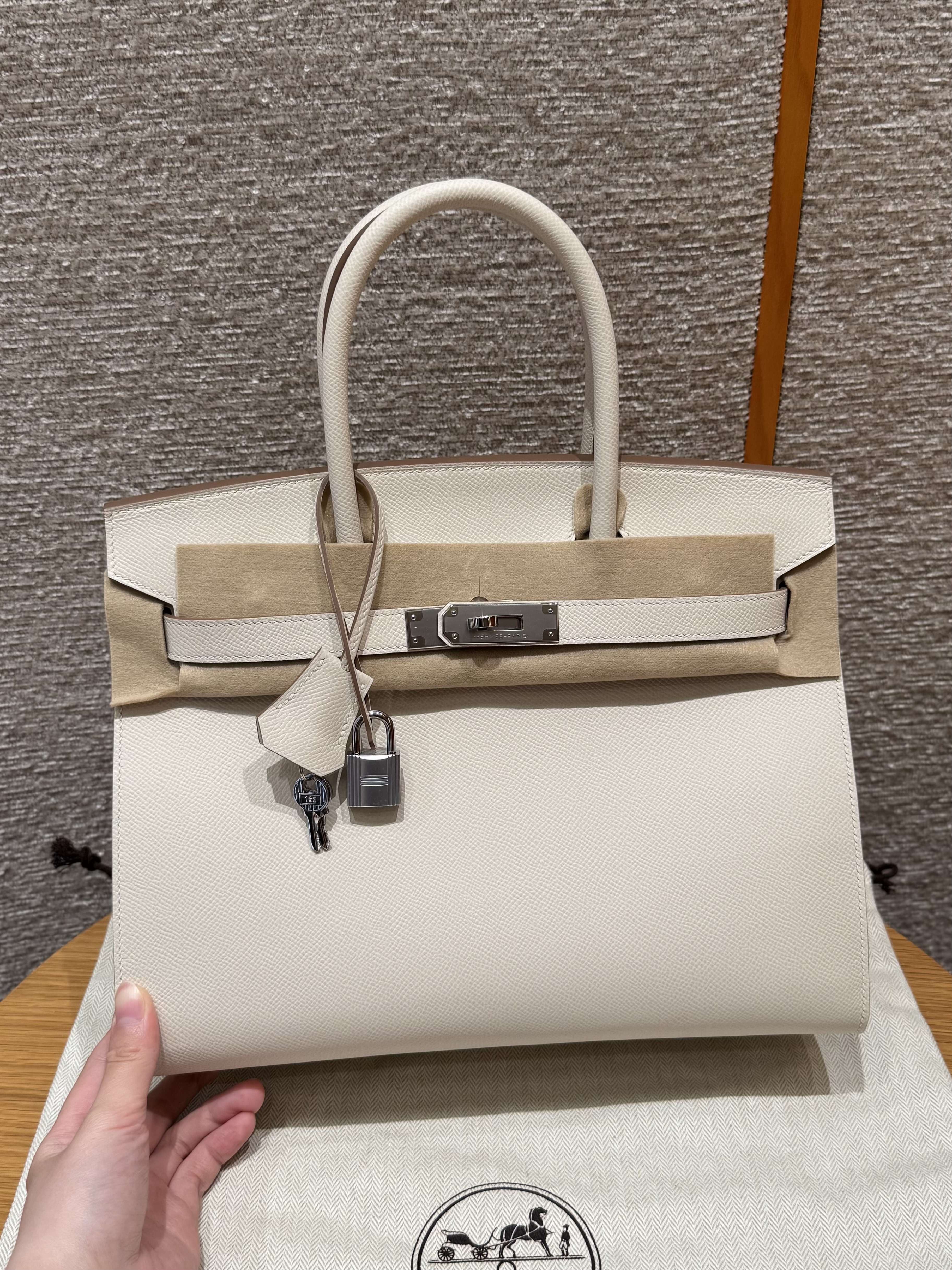에르메스 Hermes Birkin 30cm Epsom sellier 10 Craie/silver