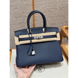 에르메스 Hermes Birkin 30cm Togo 7U Blue navy/silver