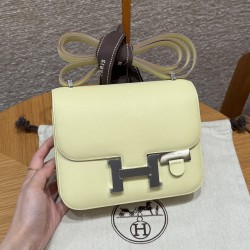 에르메스 Hermes Constance with mirror 19cm Swift i8 Jaune Milton/silver