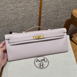 에르메스 Hermes Kelly cut 31cm Swift 09 Mauve pale/gold