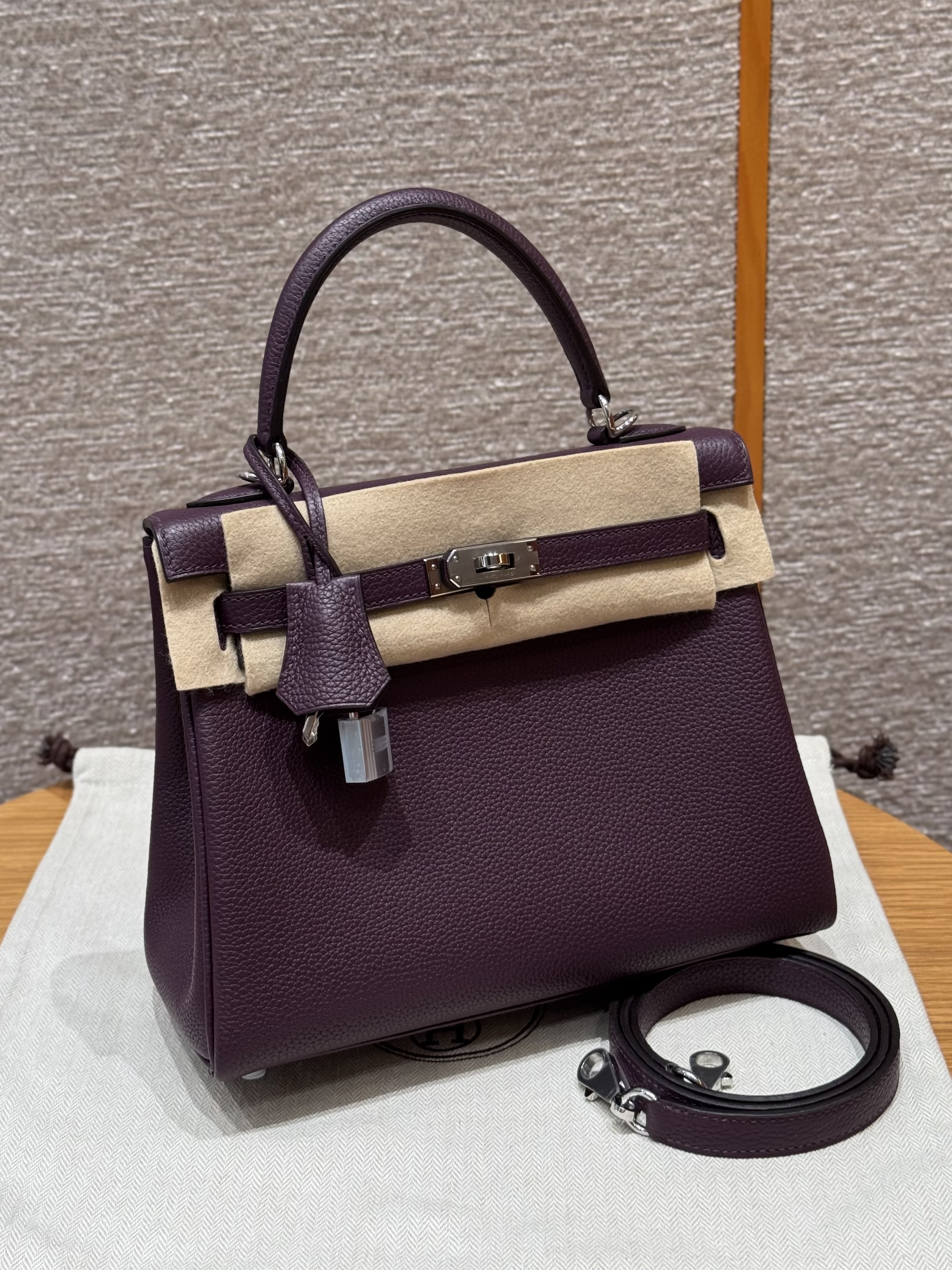 에르메스 Hermes Kelly 25cm Togo N5 Cassis/silver