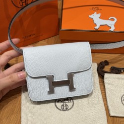 에르메스 Hermes Constance slim 12.4cm Epsom 08 Blue pale/silver