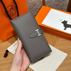 에르메스 Hermes Bearn wallet Soufflet 17.5cm Epsom 8F Etain/silver