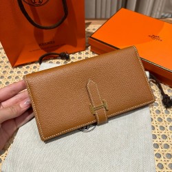 에르메스 Hermes Bearn wallet Soufflet 17.5cm Epsom 37 Gold/gold