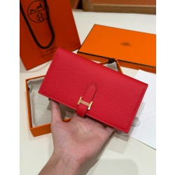 에르메스 Hermes Bearn wallet Soufflet 17.5cm Epsom A5 Bougainvillier/gold
