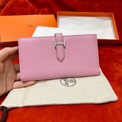 에르메스 Hermes Bearn wallet Soufflet 17.5cm Epsom X9 mauve/silver