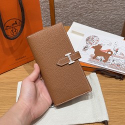 에르메스 Hermes Bearn wallet Soufflet 17.5cm Togo 37 Gold/silver
