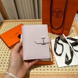 에르메스 Hermes Bearn Compact wallet 12cm Epsom 09 Mauve Pale/silver