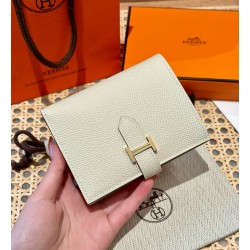 에르메스 Hermes Bearn Compact wallet 12cm Epsom 10 Craie/gold
