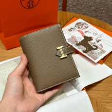 에르메스 Hermes Bearn Compact wallet 12cm Epsom 18 Etoupe/gold