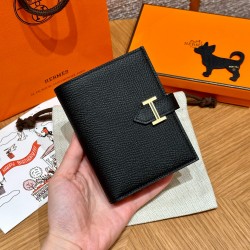 에르메스 Hermes Bearn Compact wallet 12cm Epsom 89 Noir/gold
