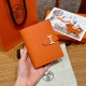 에르메스 Hermes Bearn Compact wallet 12cm Epsom 93 Orange/gold