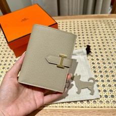 에르메스 Hermes Bearn Compact wallet 12cm Epsom S2 Trench/gold