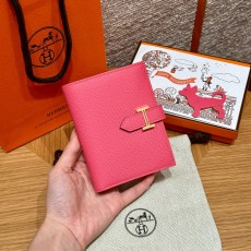 에르메스 Hermes Bearn Compact wallet 12cm Epsom U5 Rose lipstick/gold