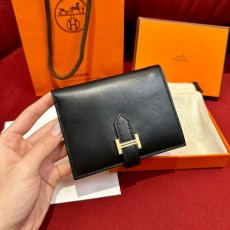 에르메스 Hermes Bearn Compact wallet 12cm Swift 89 Noir/gold