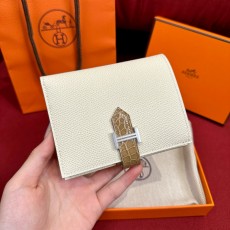 에르메스 Hermes Bearn Touch 12cm Epsom and Alligator 10 Craie/silver