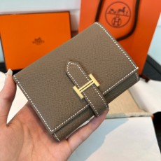 에르메스 Hermes Bearn combine wallet 11cm Epsom 18 Etoupe/gold