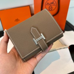 에르메스 Hermes Bearn combine wallet 11cm Epsom 18 Etoupe/silver