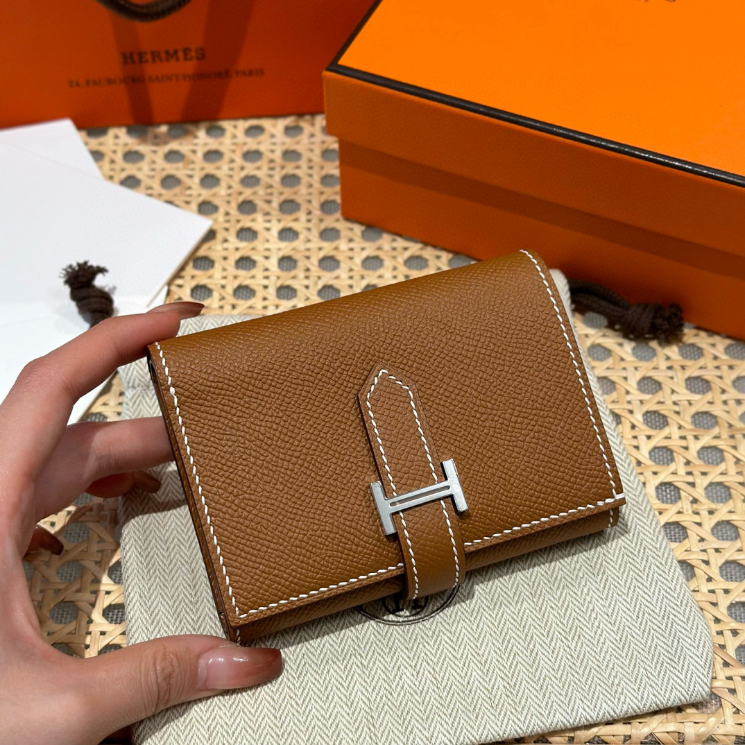 에르메스 Hermes Bearn combine wallet 11cm Epsom 37 Gold/silver