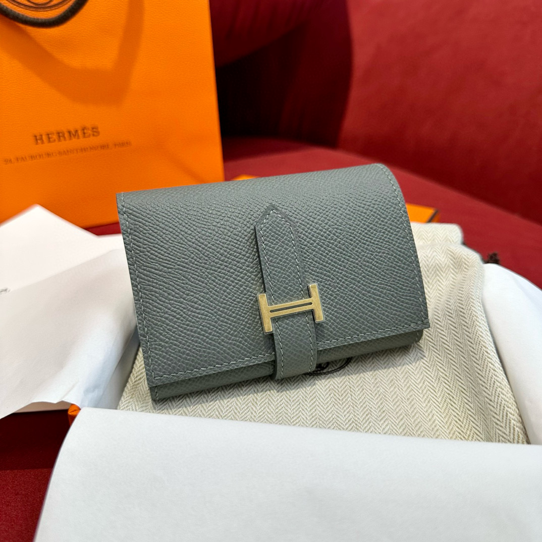 에르메스 Hermes Bearn combine wallet 11cm Epsom 63 Vert Amanda/gold
