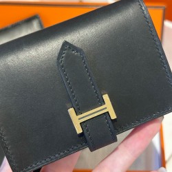 에르메스 Hermes Bearn card holder 10.3cm Box 89 Noir/gold