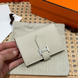 에르메스 Hermes Bearn card holder 10.3cm Epsom 10 Craie/silver
