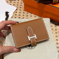 에르메스 Hermes Bearn card holder 10.3cm Epsom 37 Gold/silver