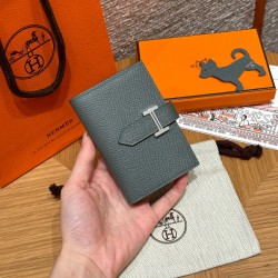 에르메스 Hermes Bearn card holder 10.3cm Epsom 63 Vert Amanda/silver