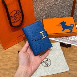 에르메스 Hermes Bearn card holder 10.3cm Epsom 71 Blue France/gold