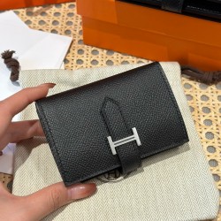 에르메스 Hermes Bearn card holder 10.3cm Epsom 89 Noir/silver
