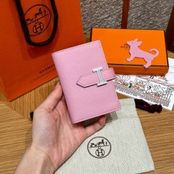 에르메스 Hermes Bearn card holder 10.3cm Epsom X9 Mauve/silver