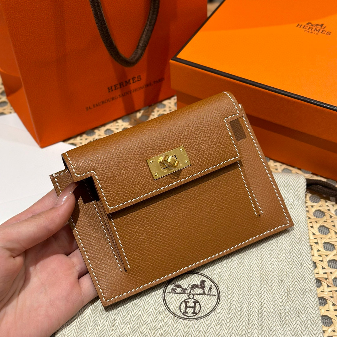 에르메스 Hermes Kelly pocket wallet 13cm Epsom 37 Gold/gold