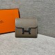 에르메스 Hermes Constance Wallet 13cm Epsom 18 Etoupe/silver
