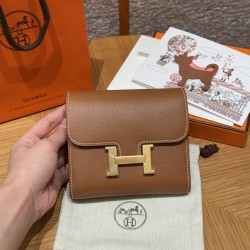 에르메스 Hermes Constance Wallet 13cm evercolor 37 Gold/gold