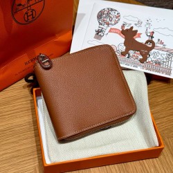 에르메스 Hermes Zipengo II Chaine d'Ancre Wallet 12cm Evercolor 37 Gold/sliver
