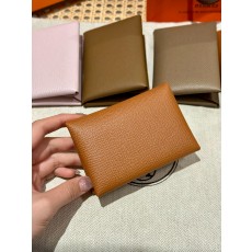 에르메스 Hermes Calvin duo Card Holder 10.5cm Epsom 37 Gold/silver