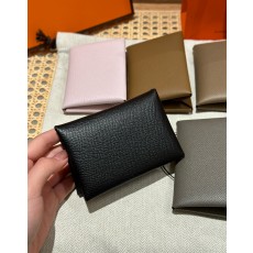 에르메스 Hermes Calvin duo Card Holder 10.5cm Epsom 89 Noir/silver