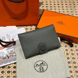 에르메스 Hermes R.M.S Card Holder 10.5cm Evercolor 0L Gris Meyer/silver