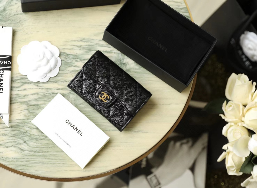 샤넬 Chanel Classic Flap Wallet Caviar skin C-03 7.5cm
