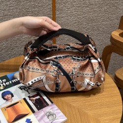 에르메스 Hermes Balusoie 32cm Silk and Hunter Biscuit and noir/silver