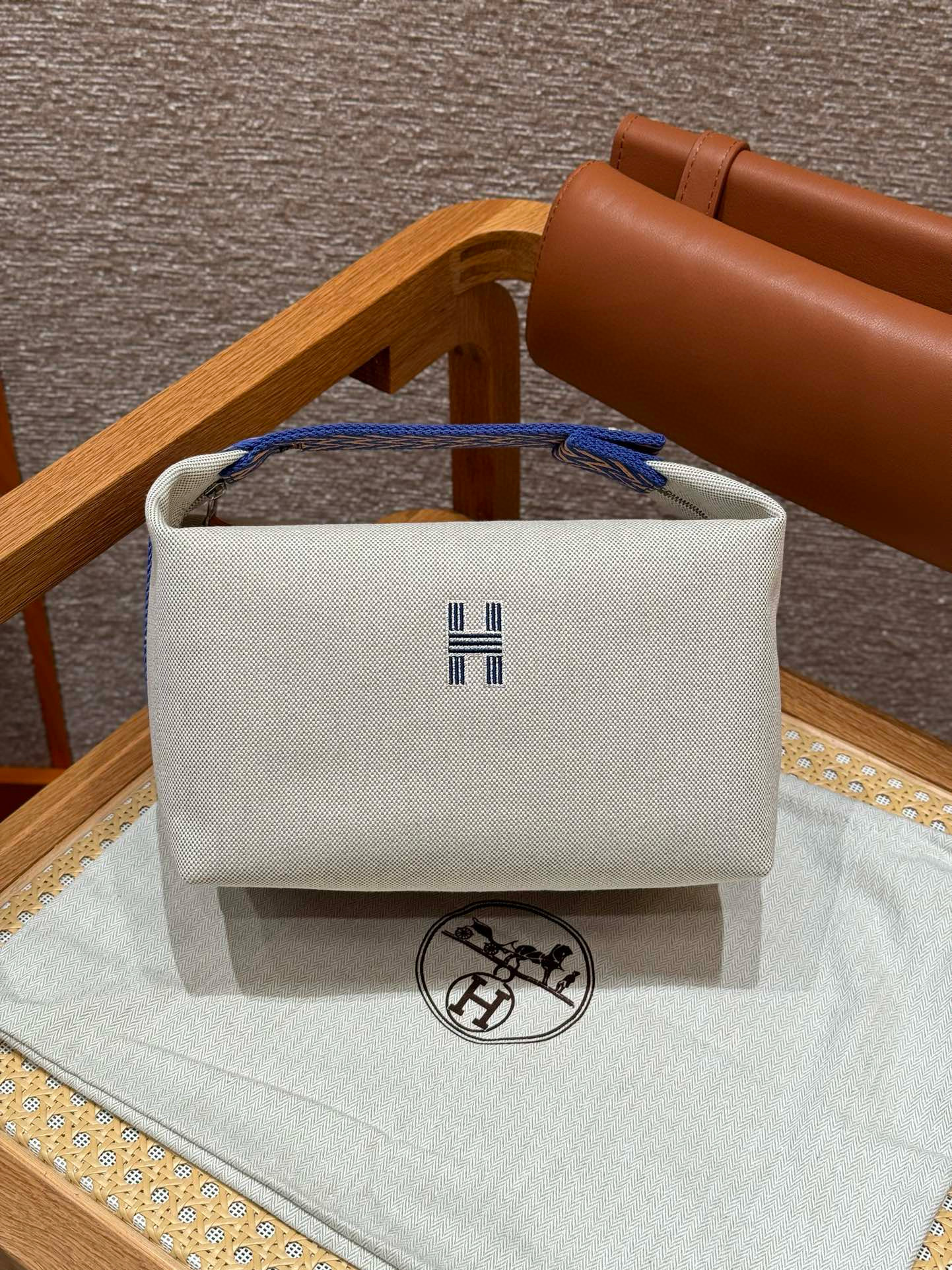 에르메스 Hermes Bride-a-Brac 25cm all- cotton Blue/silver