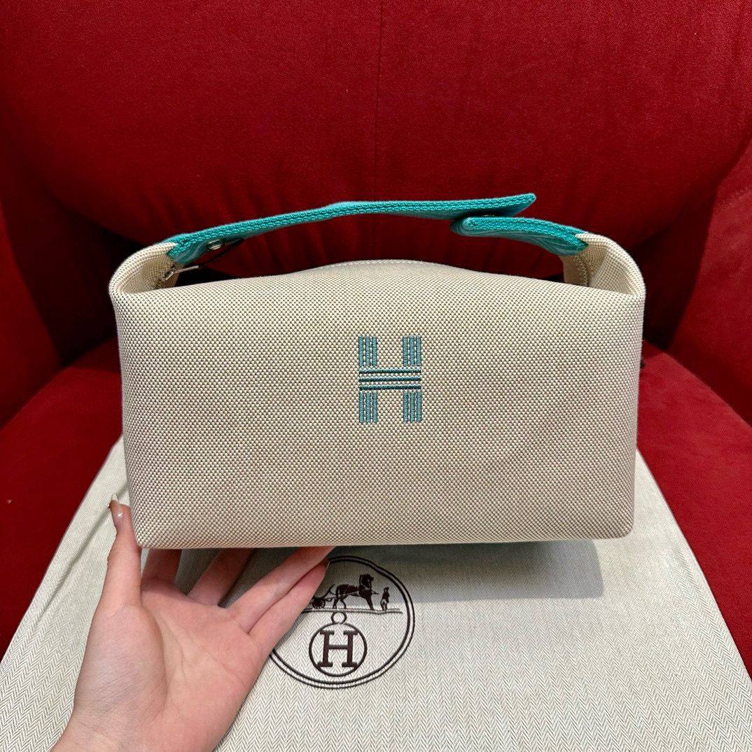 에르메스 Hermes Bride-a-Brac 25cm all- cotton Light blue/silver