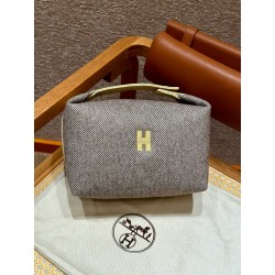 에르메스 Hermes Bride-a-Brac 25cm all- cotton Grey/silver
