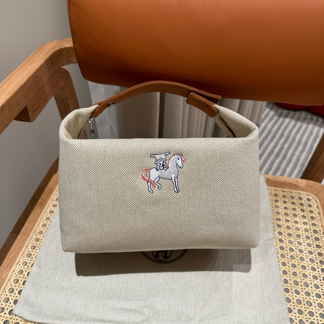 에르메스 Hermes Bride-a-Brac 25cm all- cotton biscuit/silver