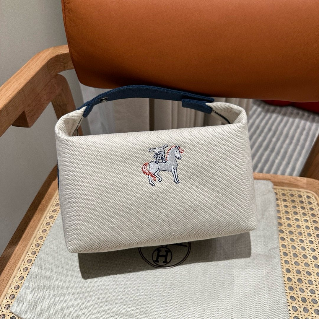 에르메스 Hermes Bride-a-Brac 25cm all- cotton Dark Blue/silver