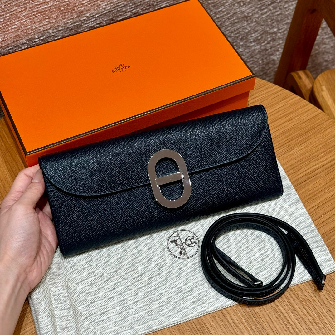 에르메스 Hermes Chaine d'Ancre To Go Epsom 76 Blue indigo/silver